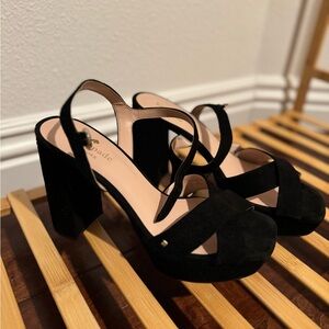 Kate Spade Platform Suede Black Sandals